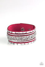 Load image into Gallery viewer, Rebel In Rhinestones Paparazzi Suede Wrap Bracelet - Pink