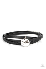 Load image into Gallery viewer, Wonderfully Worded Paparazzi Leather Inspirational Bracelet  - Black - Faith