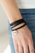 Load image into Gallery viewer, Wonderfully Worded Paparazzi Leather Inspirational Bracelet  - Black - Faith