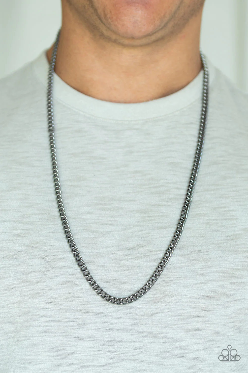 Paparazzi ♥ First Rule Of Fight Club - Black ♥ Mens Necklace