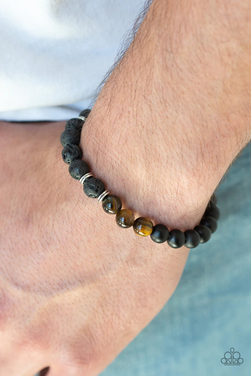 Paparazzi ♥ Karma - Brown - Tiger's Eye ♥ Lava Bead Urban Bracelet