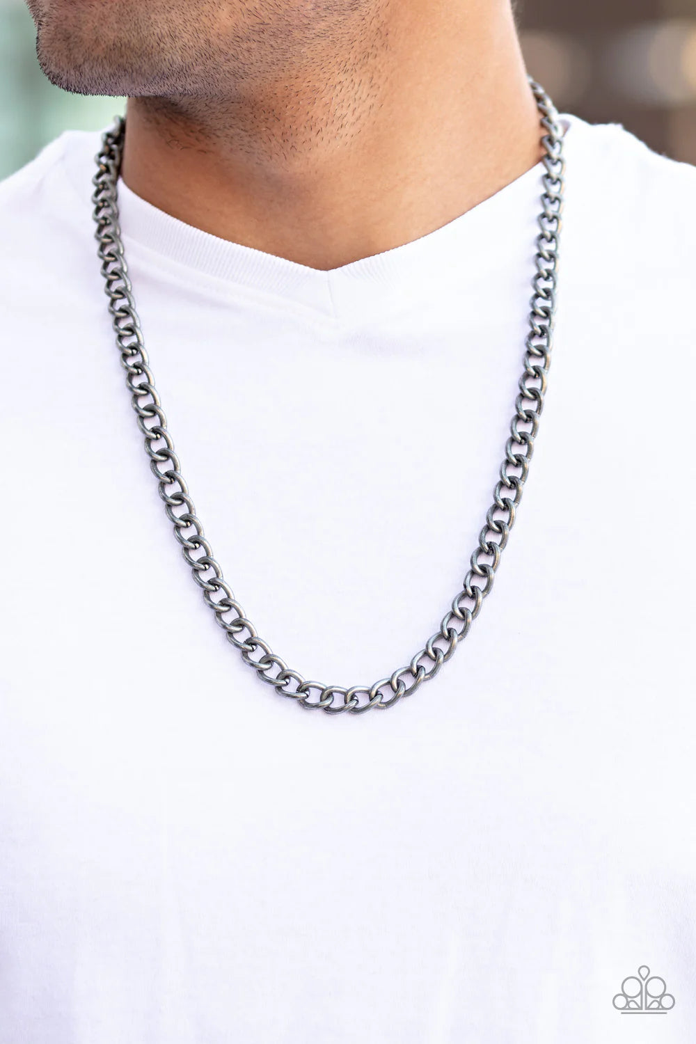 Paparazzi ♥ Full Court - Silver Necklace ♥ Mens Necklace