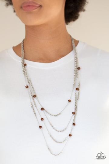 Open For Opulence Paparazzi Necklace - Brown - Multi Layered Necklace
