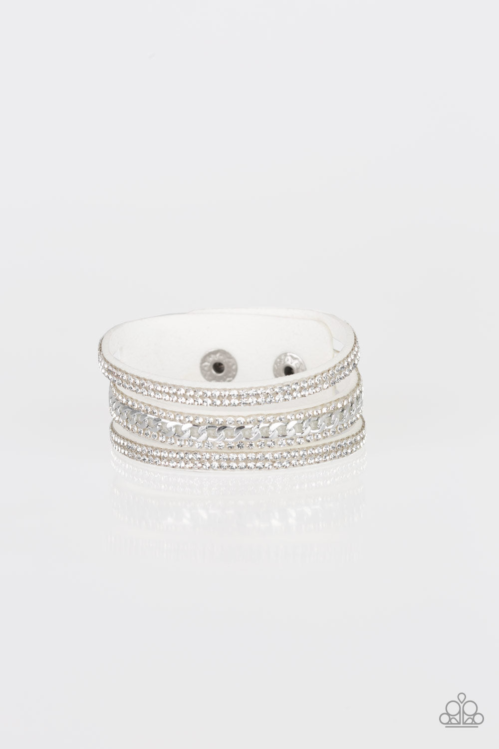 Rollin In Rhinestones Paparazzi Bracelet - White