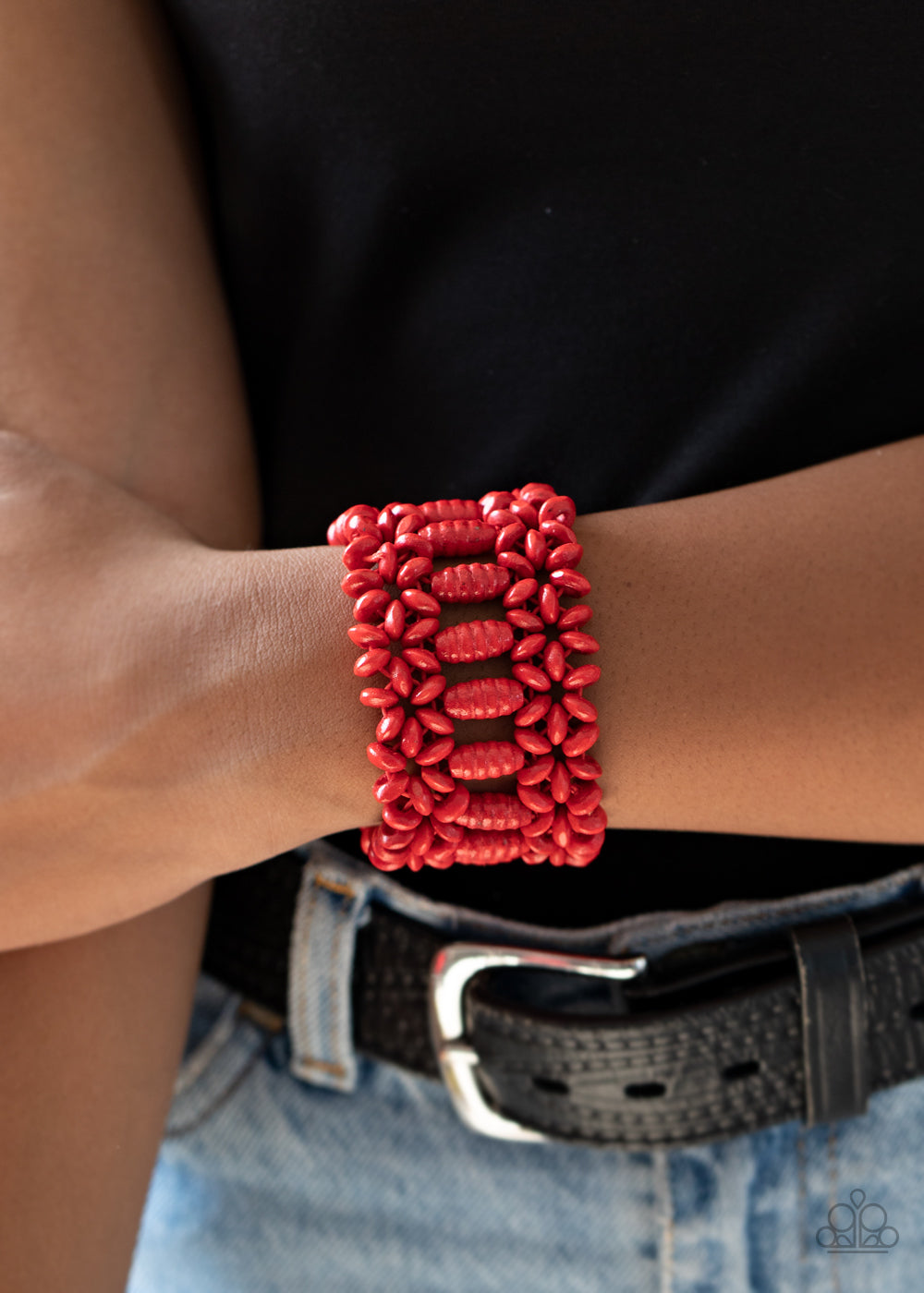 Fiji Flavor Paparazzi Wooden Bracelet - Red