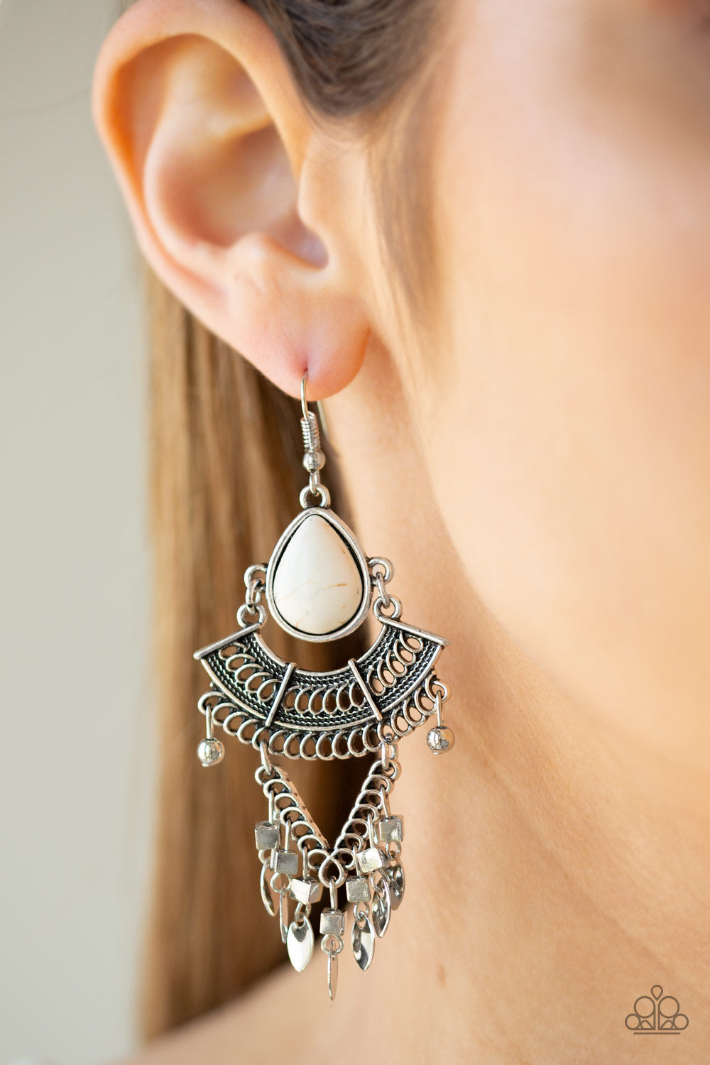 Vintage Vagabond Paparazzi Earring  - White