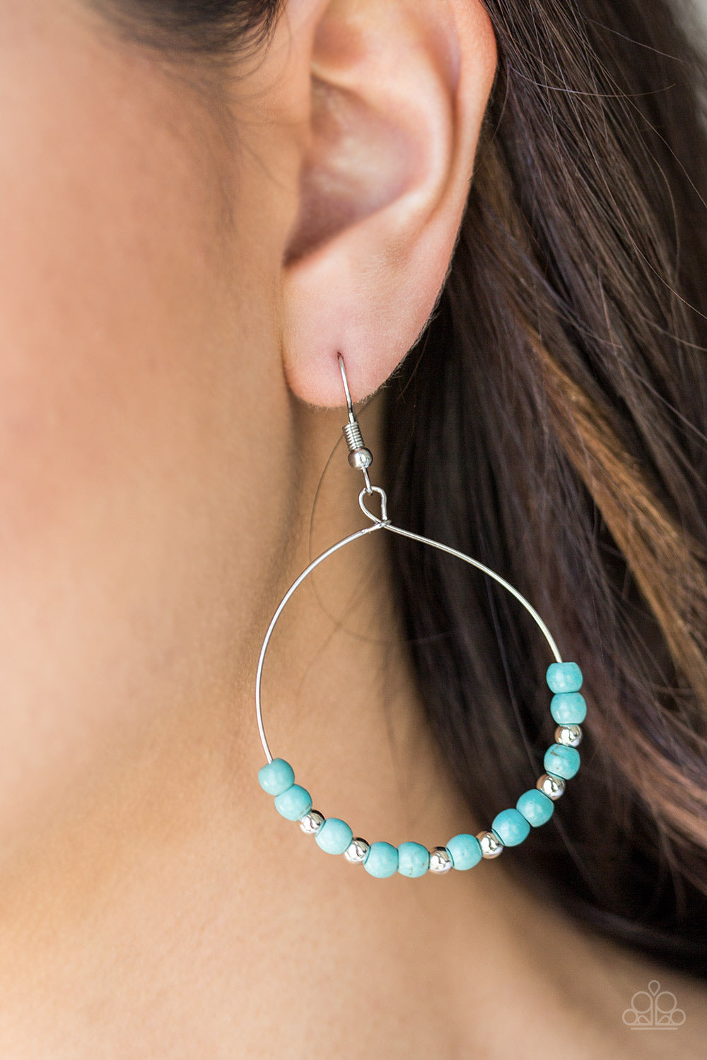 Stone Spa Paparazzi Earring - Blue - Turquoise Cracked Stone