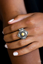 Load image into Gallery viewer, Paparazzi ♥ Four Corners Fashion - Yellow - Cracked Stone ♥ Ring
