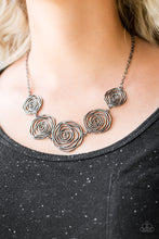 Load image into Gallery viewer, Rosy Rosette Paparazzi Necklace - Black - Gunmetal
