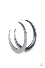 Load image into Gallery viewer, Paparazzi ♥ Moon Beam - Black ♥ Gunmetal Hoop Earrings
