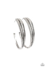 Load image into Gallery viewer, Paparazzi ♥ Funky Feathers - Silver ♥ Hoop Earrings
