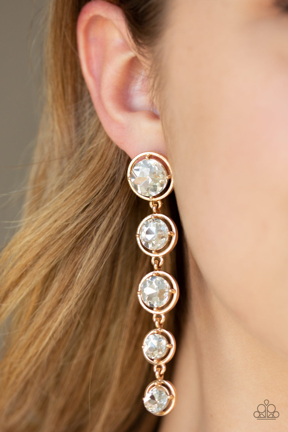 Drippin In Starlight Paparazzi Earring - Gold