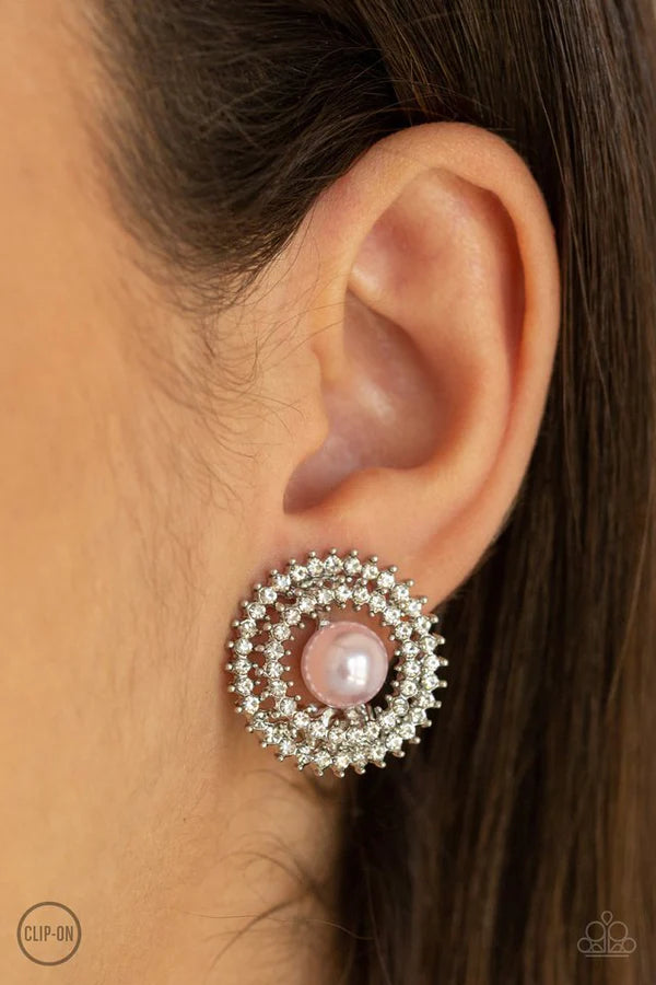 Paparazzi ♥ Broadway Breakout - Pink ♥ Clip-On Earring