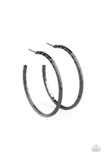 Load image into Gallery viewer, Paparazzi ♥ Totally Throwback - Black - Gunmetal ♥ Hoop Earrings
