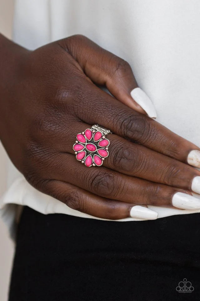 Paparazzi ♥ Stone Gardenia - Pink ♥ Cracked Stone - Ring