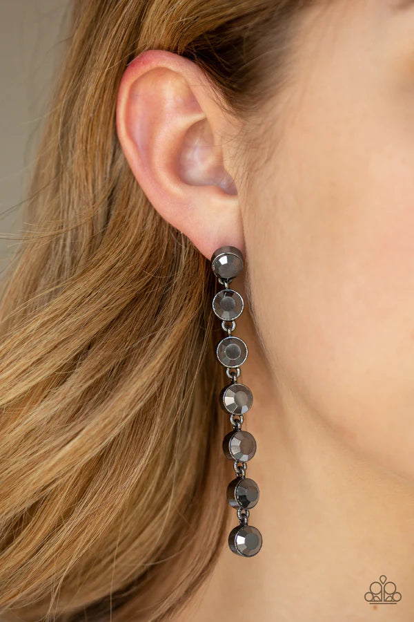 Paparazzi ♥ Dazzling Debonair - Black - Hematite ♥ Post Earrings