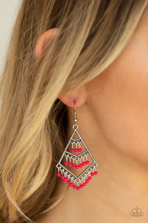 Paparazzi ♥ Kite Race - Pink ♥ Earrings
