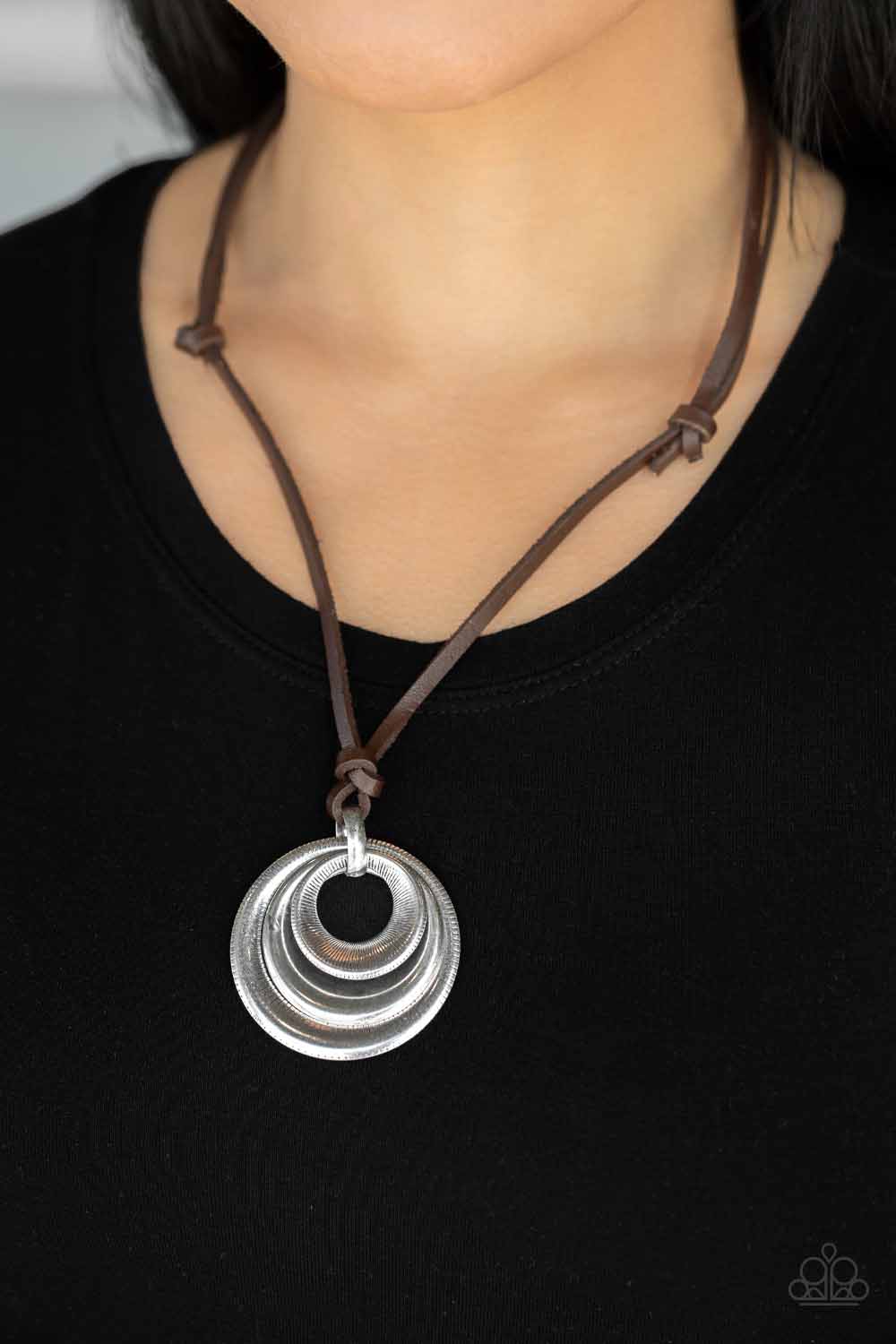 DESERT SPIRAL Paparazzi Leather Urban Necklace - SILVER