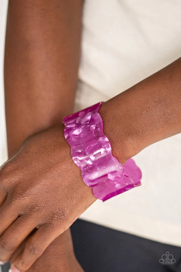 Paparazzi ♥ Retro Ruffle - Purple ♥ Acrylic Cuff Bracelet