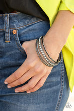 Load image into Gallery viewer, Paparazzi ♥ Fearless Shimmer - Black - Gunmetal ♥ Bracelet - May 2020 Fashion Fix
