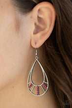 Load image into Gallery viewer, Paparazzi ♥ Line Crossing Sparkle - Pink ♥ Earrings
