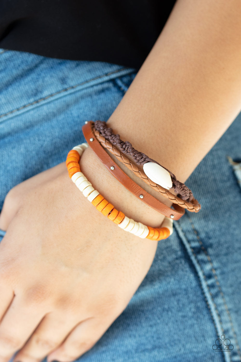 Beach Bounty Paparazzi Urban Shell Bracelet- Orange