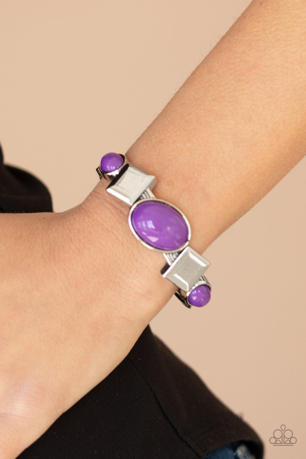 Abstract Appeal Paparazzi Hinged Bracelet  - Purple