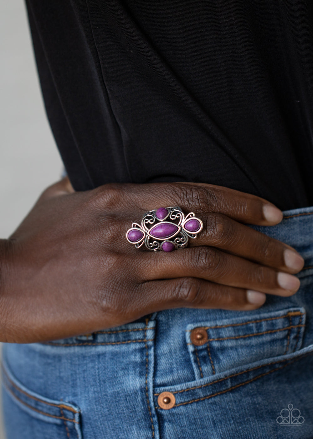 Sahara Sweetheart Paparazzi Ring - Purple - Cracked Stone