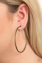 Load image into Gallery viewer, Rustic Roundabout Paparazzi Hoop Earring - Brass
