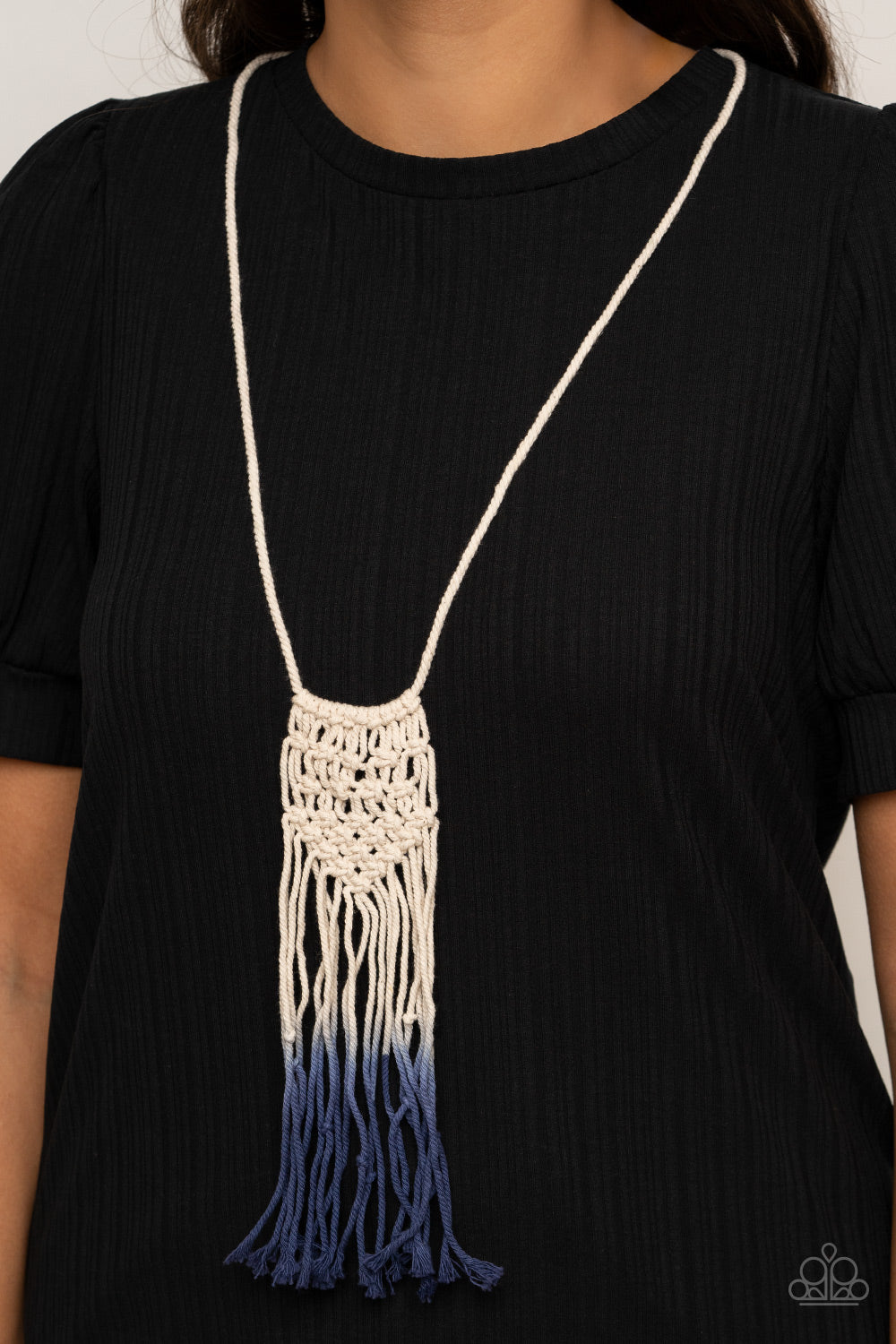 Surfin The Net Paparazzi Macramé  Necklace - Blue