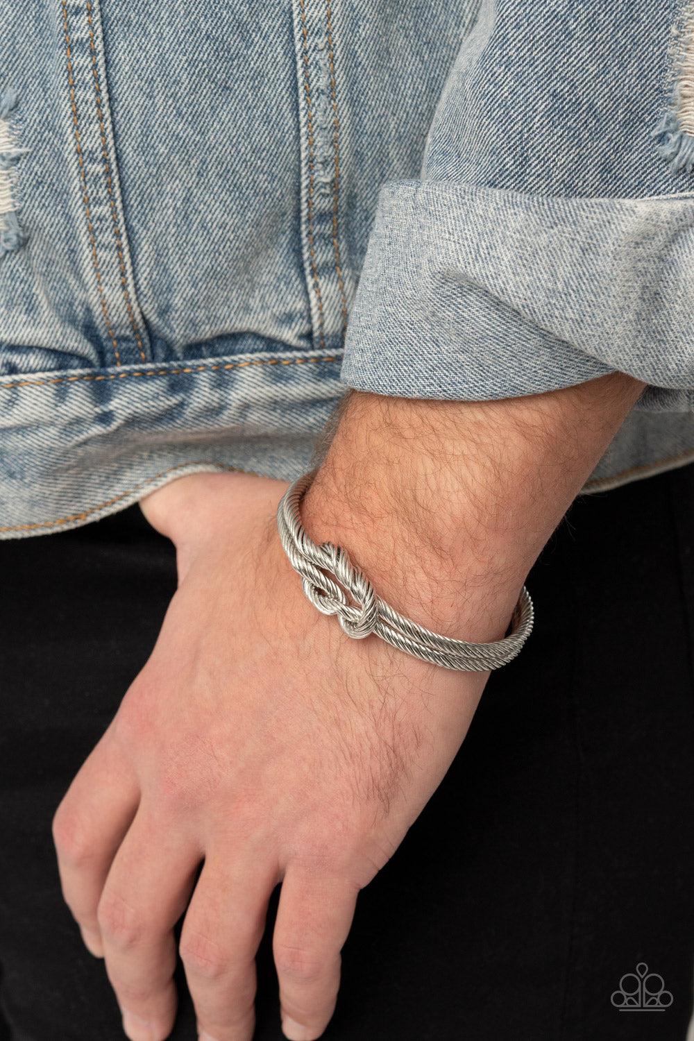 Nautical Grunge Paparazzi Cuff Bracelet  - Silver