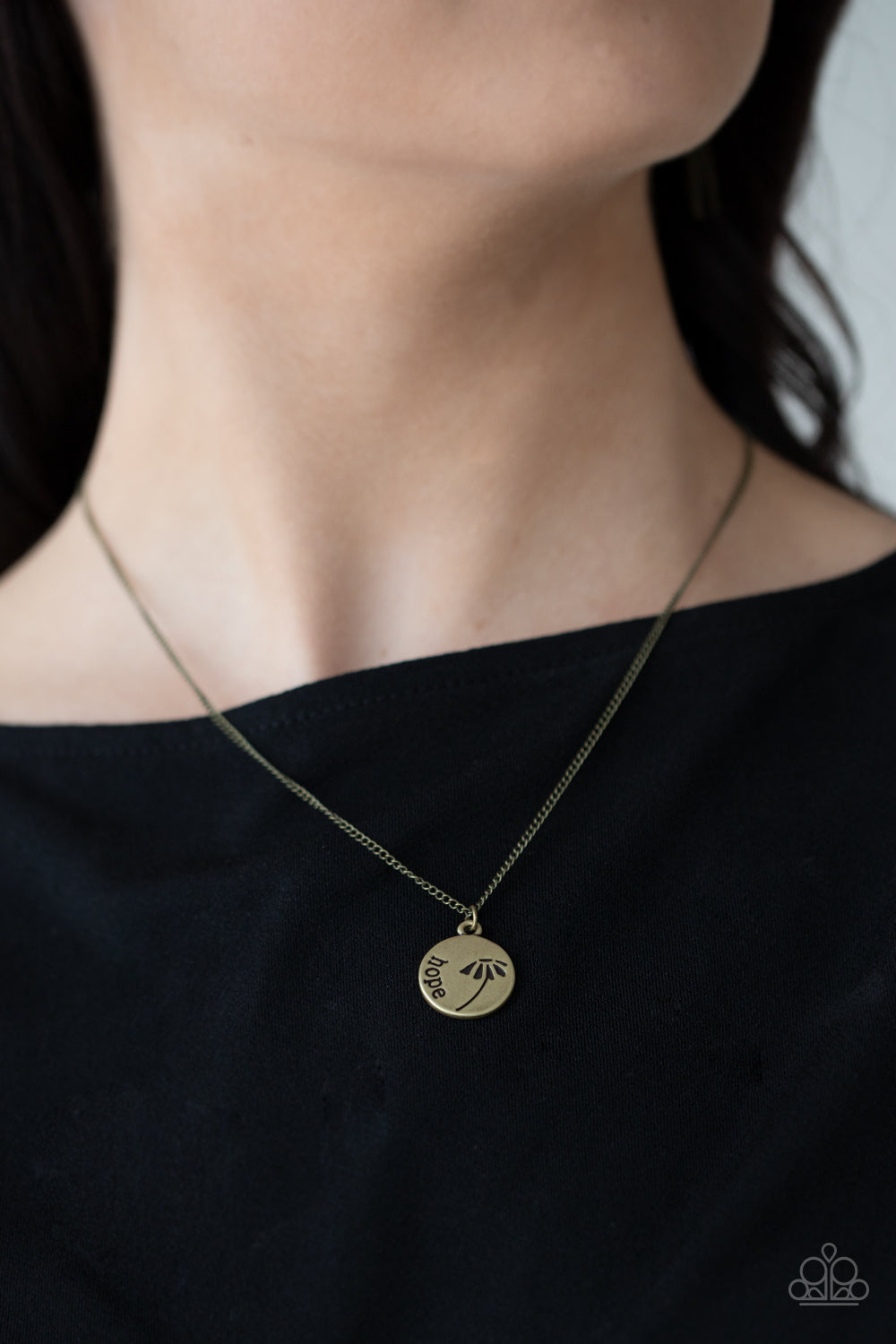Hold On To Hope Paparazzi Inspirational Necklace - Brass
