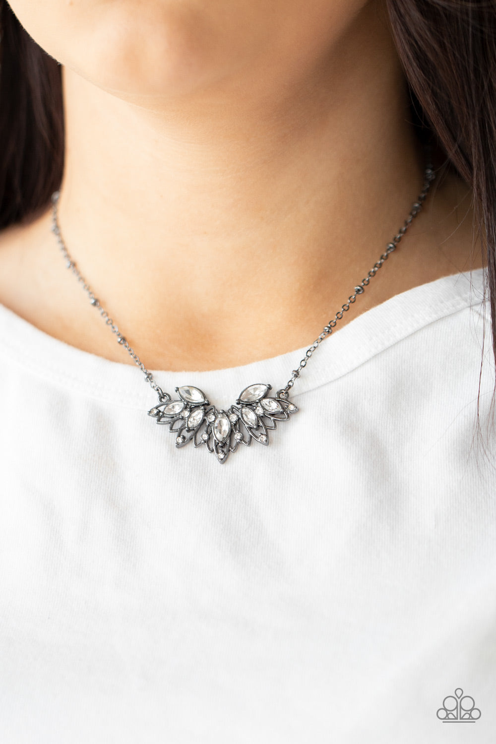 Deluxe Diadem Paparazzi Necklace - Black - Gunmetal