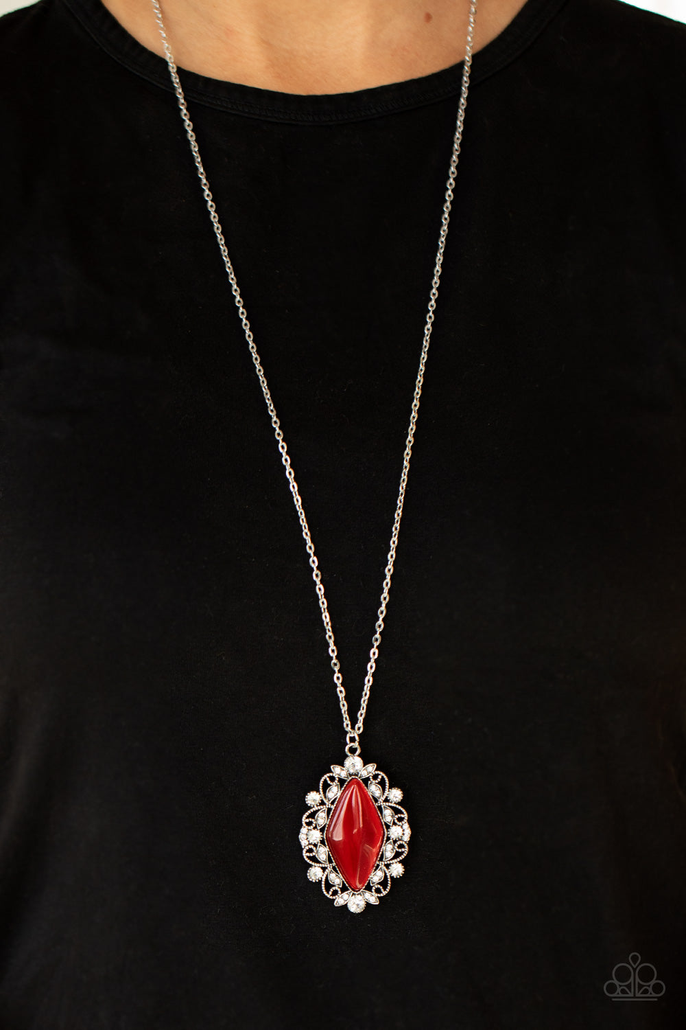 Exquisitely Enchanted Paparazzi Necklace - Red - Moonstone