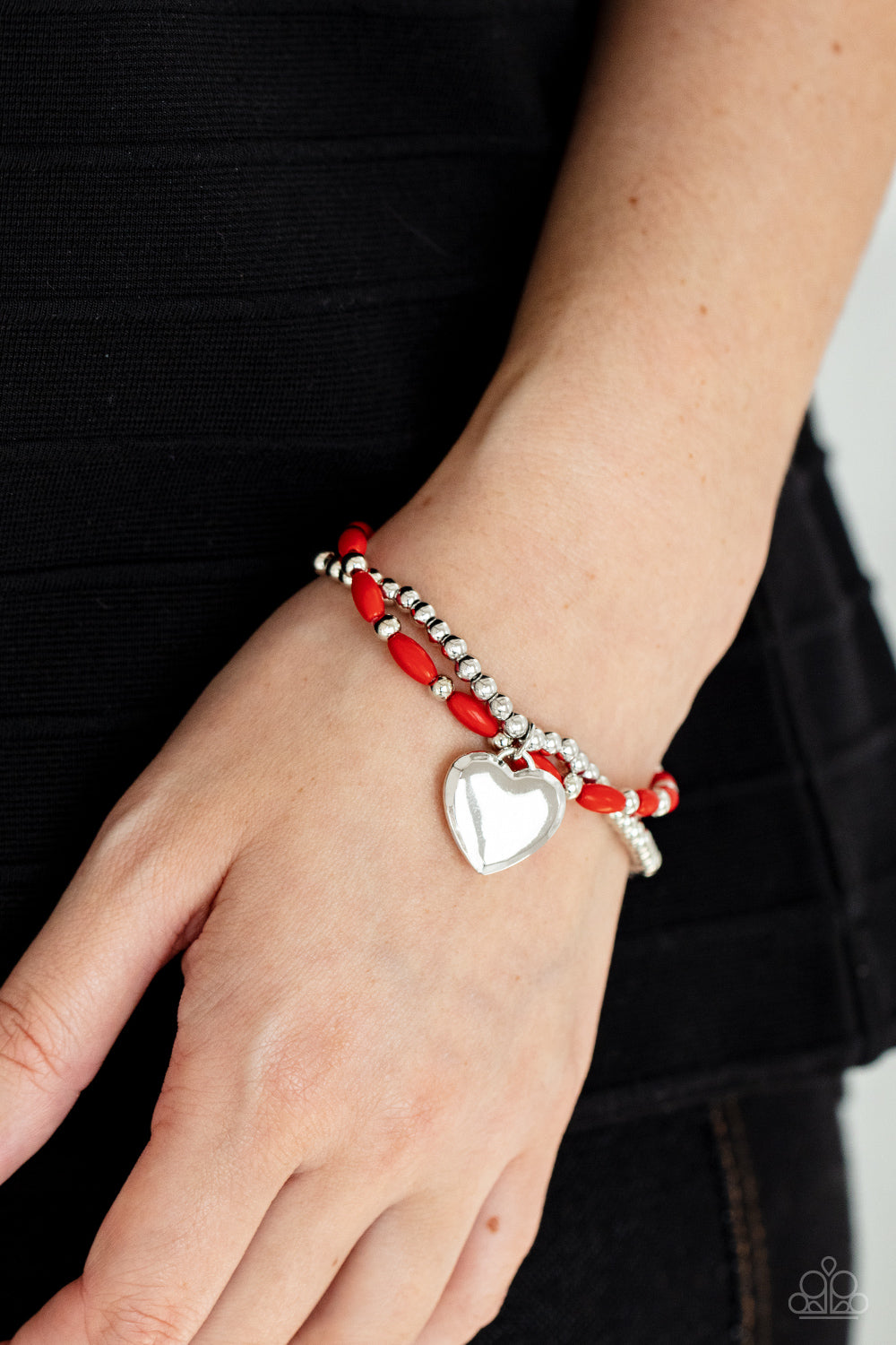 Candy Gram Paparazzi Heart Bracelet  - Red