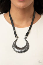 Load image into Gallery viewer, Majorly Moonstruck Paparazzi Leather Necklace - Black - Gunmetal
