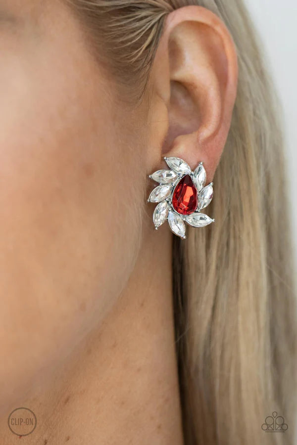 Paparazzi ♥ Sophisticated Swirl - Red ♥ Clip-On Earring