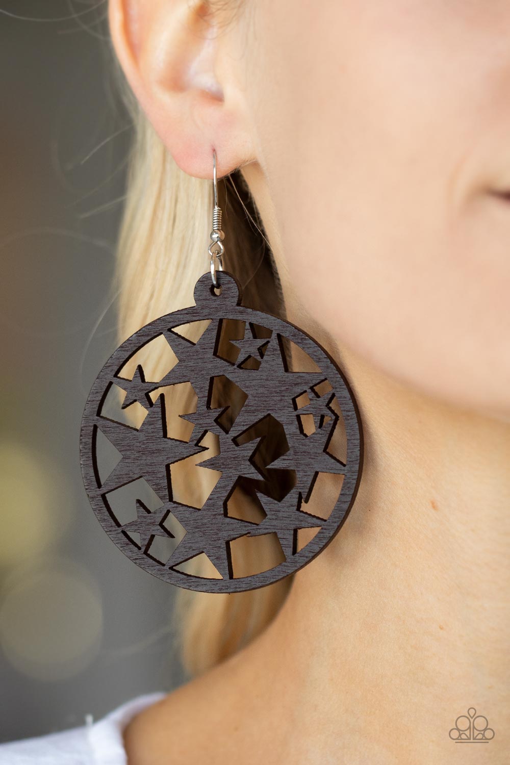 Cosmic Paradise Paparazzi Wood Star Earring - Brown
