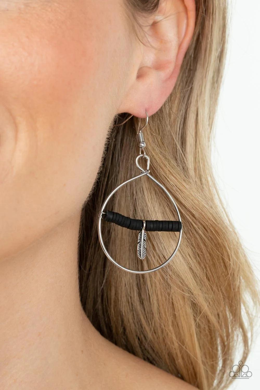 Paparazzi ♥ Free Bird Freedom - Black ♥ Feather Earrings