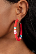Load image into Gallery viewer, Colorfully Contagious Paparazzi Hoop Earring - Red
