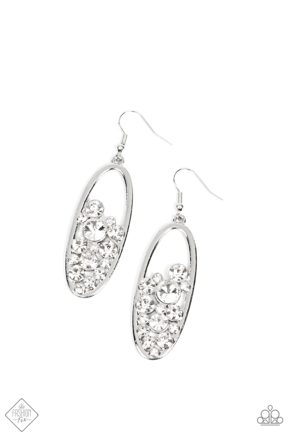 Prismatic Poker Face Paparazzi Earring - White - November 2021 Fashion Fix