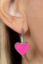 Load image into Gallery viewer, Kiss Up Paparazzi Heart Hoop Earring - Pink
