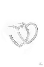 Load image into Gallery viewer, AMORE to Love Paparazzi Heart Hoop Earring - White
