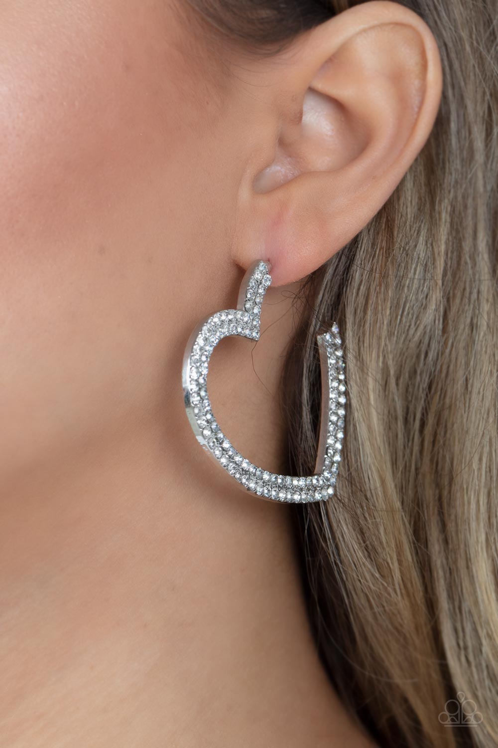 AMORE to Love Paparazzi Heart Hoop Earring - White