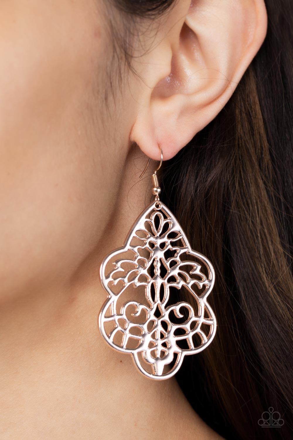 Festive Foliage Paparazzi Earring - Rose Gold