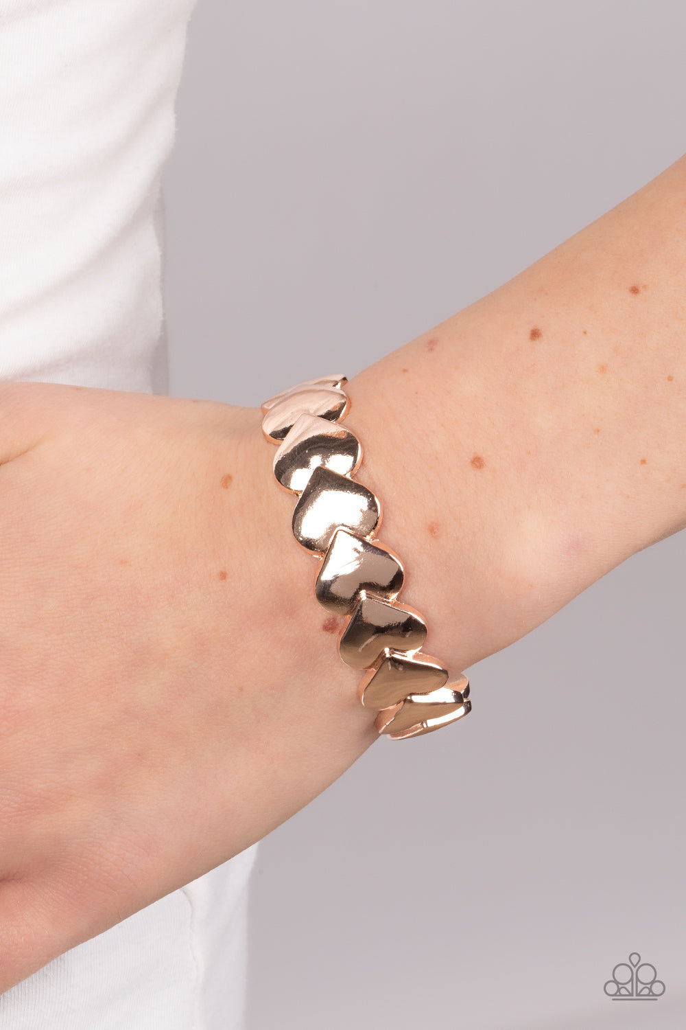 Hearts Galore Paparazzi Cuff Bracelet - Rose Gold