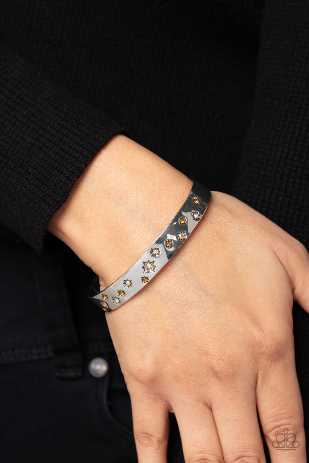 Starburst Shimmer Paparazzi Cuff Bracelet - Orange