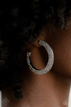 Load image into Gallery viewer, Dazzling Dynamo Paparazzi Hoop Earring - Black - Gunmetal - February 2023 Fashion Fix
