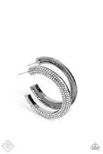 Load image into Gallery viewer, Dazzling Dynamo Paparazzi Hoop Earring - Black - Gunmetal - February 2023 Fashion Fix
