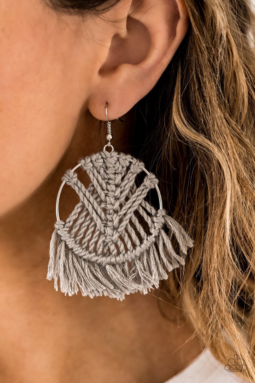 ALL ABOUT MACRAME Paparazzi Earring - SILVER